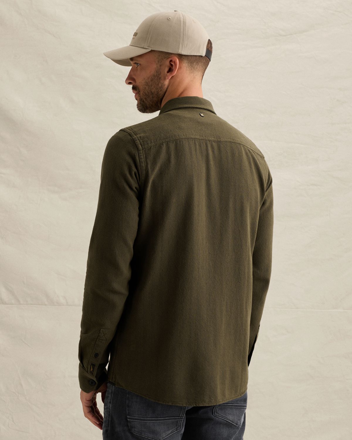 Рубашка PME Legend с текстурой 'ёлочка' зелёная артикул PSI2608223-6447